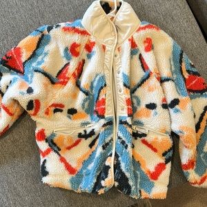 Free people hit the slopes fleece jacket, size medium